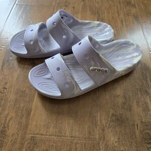 CROCS Lavender Marble Dual-Strap Slide Sandals